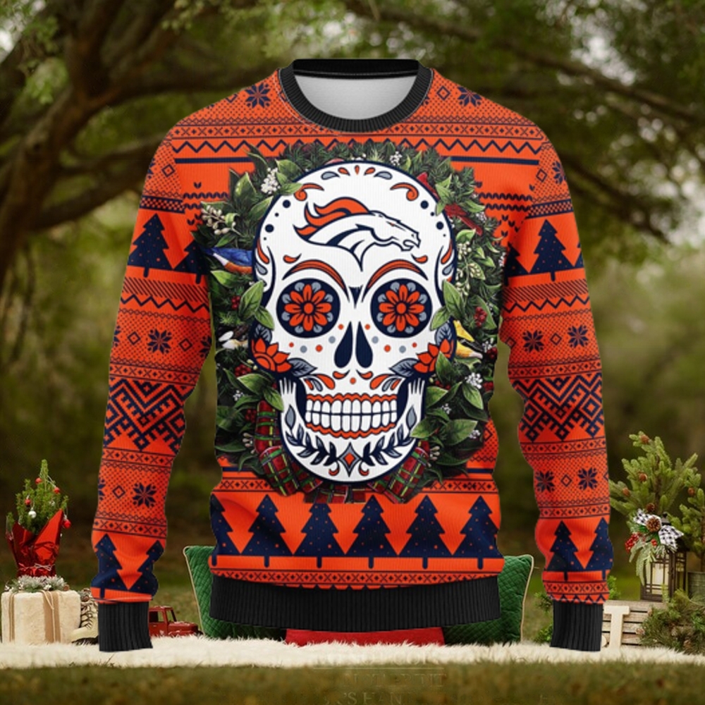Denver Brocos Skull Flower Ugly Christmas Ugly Sweater Denver Brocos Skull Flower Ugly Christmas Ugly Sweater