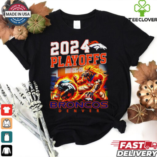 Denver Broncos 2024 Playoffs mascot fire shirt