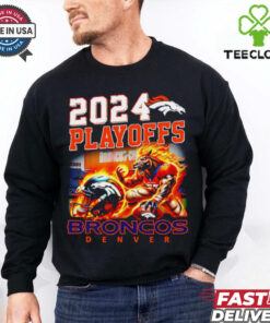 Denver Broncos 2024 Playoffs mascot fire shirt