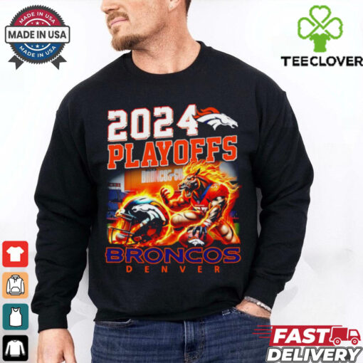 Denver Broncos 2024 Playoffs mascot fire shirt