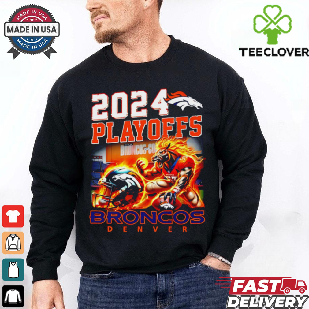Denver Broncos 2024 Playoffs mascot fire shirt Denver Broncos 2024 Playoffs mascot fire shirt