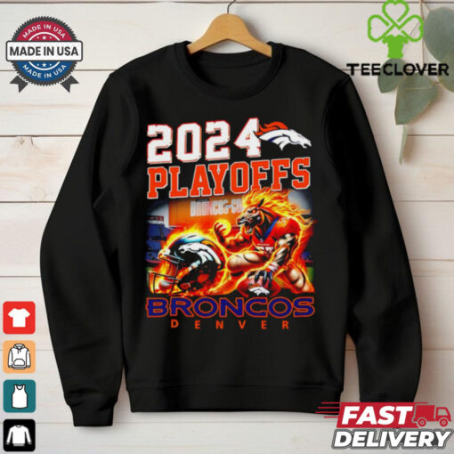 Denver Broncos 2024 Playoffs mascot fire shirt