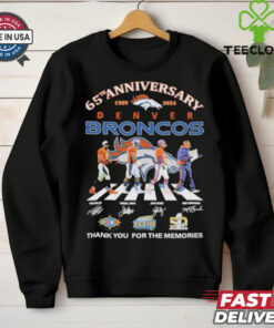 Denver Broncos 65th Anniversary 1959 2024 Legend Von Miller Terrell Davis John Elway And Mike Shanahan Signatures Shirt