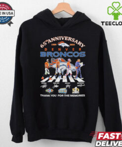 Denver Broncos 65th Anniversary 1959 2024 Legend Von Miller Terrell Davis John Elway And Mike Shanahan Signatures Shirt
