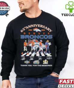 Denver Broncos 65th Anniversary 1959 2024 Legend Von Miller Terrell Davis John Elway And Mike Shanahan Signatures Shirt