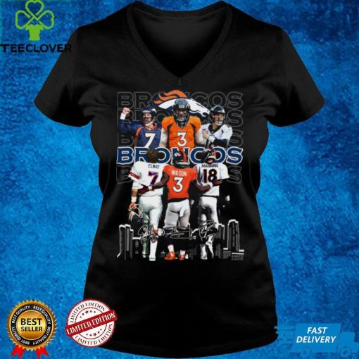 Denver Broncos 7 John Elway 3 Russell Wilson 18 Peyton Manning signatures T Shirts