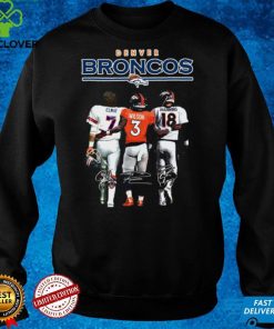 Denver Broncos 7 John Elway 3 Russell Wilson 18 Peyton Manning signatures TShirt 2 Denver Broncos 7 John Elway 3 Russell Wilson 18 Peyton Manning signatures TShirt