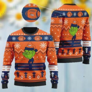 Denver Broncos American NFL Football Team Logo Cute Grinch 3D Men And Women Ugly Sweater Shirt For Sport Lovers On Christmas Days
