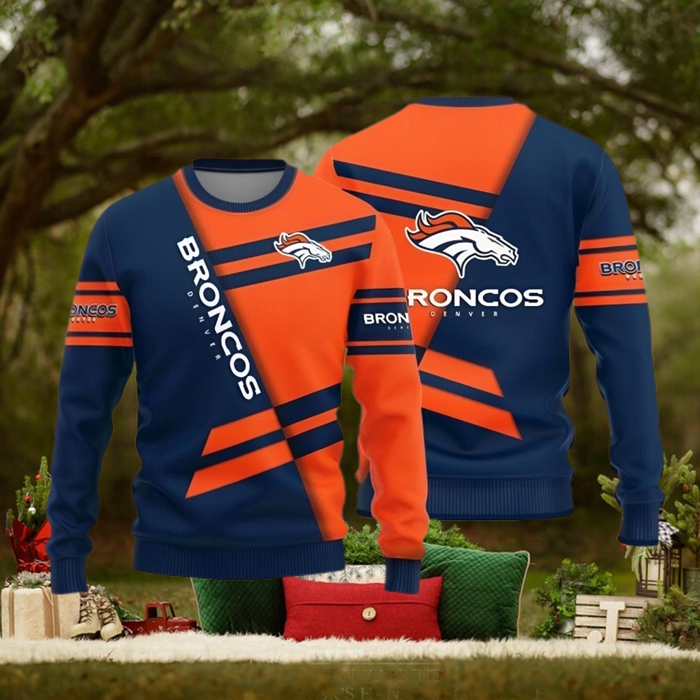 Denver Broncos Basic Pattern Ugly Christmas Sweater - Limotees