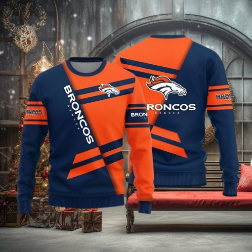 Denver Broncos Basic Pattern Ugly Christmas Sweater
