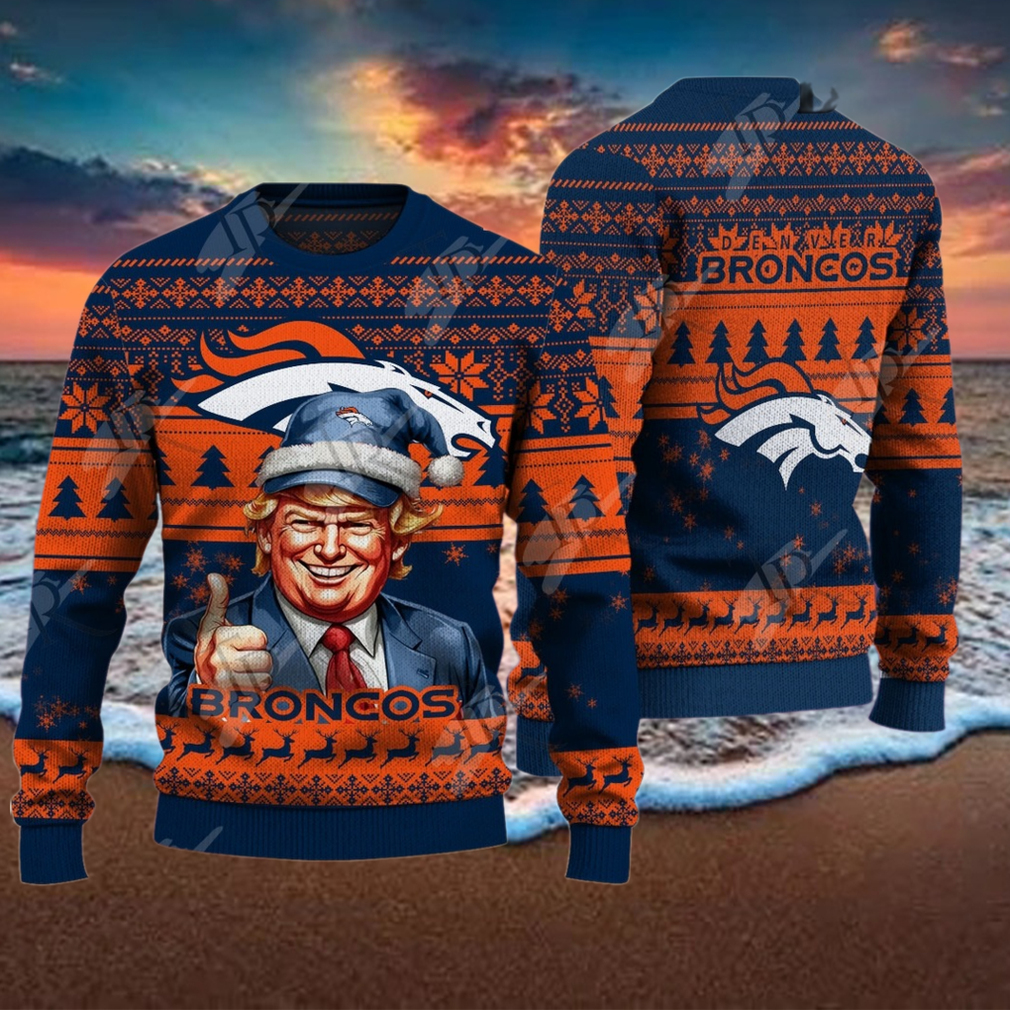 Denver Broncos Christmas Donald Trump Knitted Sweater Denver Broncos Christmas Donald Trump Knitted Sweater