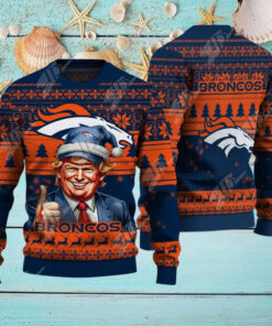 Denver Broncos Christmas Donald Trump Knitted Sweater