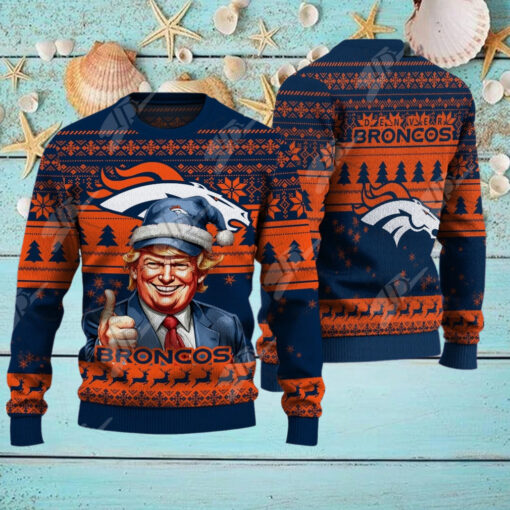 Denver Broncos Christmas Donald Trump Knitted Sweater