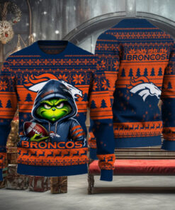 Denver Broncos Christmas Grinch Knitted Sweater