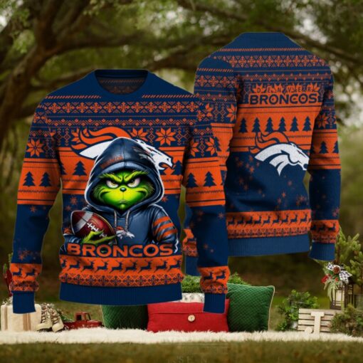 Denver Broncos Christmas Grinch Knitted Sweater