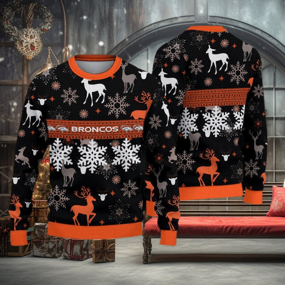 Denver Broncos Christmas Reindeer Pattern Ugly Sweater For Men