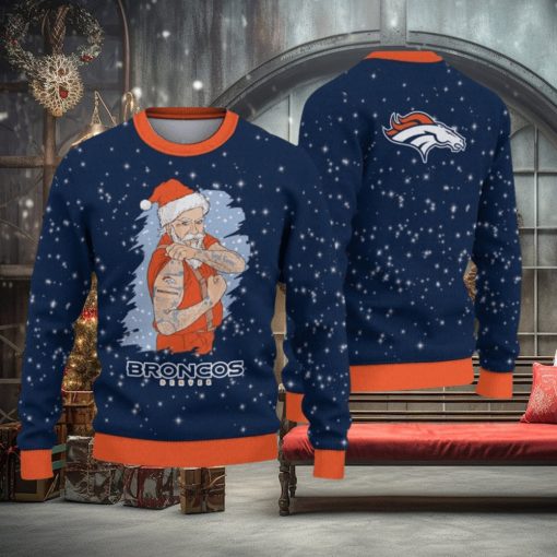 Denver Broncos Christmas Santa Claus Tattoo Limited Edition Ugly Sweater