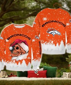 Denver Broncos Christmas Skull Poinsettia Halloween Ugly Sweater For Men And Women Gift Christmas