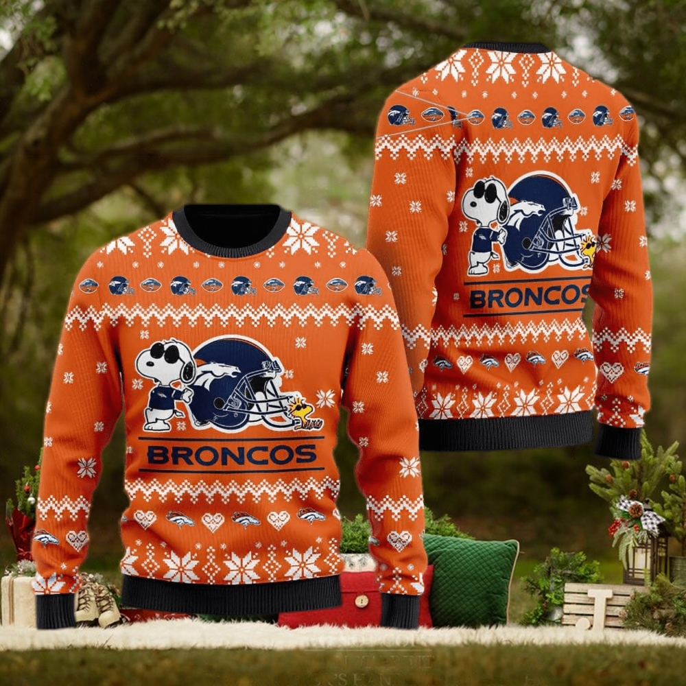 Denver Broncos Cute Snoopy Football Helmet Ugly Christmas Sweater Cute  Christmas Gift - Banantees