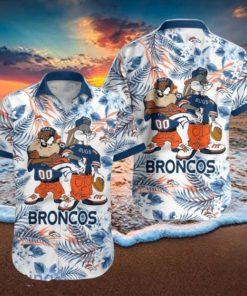 Denver Broncos Hawaiian Shirt Taz and Bugs For NFL Team