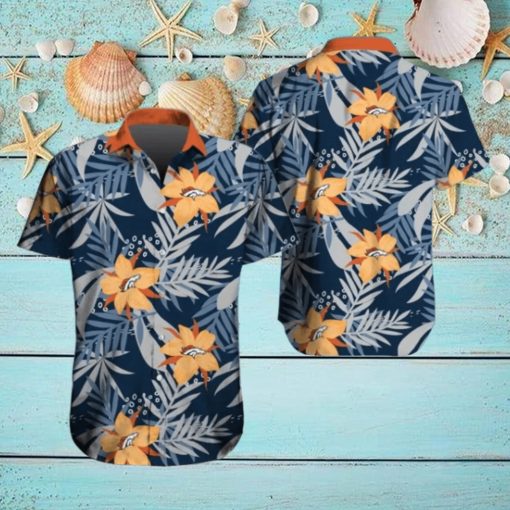 Denver Broncos Hawaiian Tracksuit Floral Outfits Button Down Shirt Beach Shorts