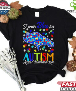 Denver Broncos I wear blue for Autism accept understand love shirt