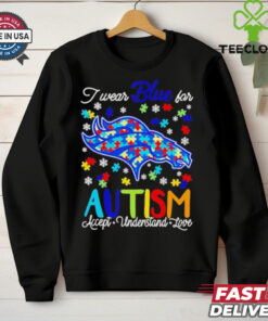 Denver Broncos I wear blue for Autism accept understand love shirt