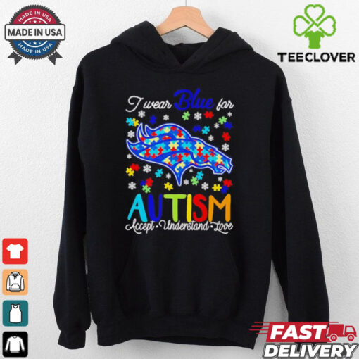 Denver Broncos I wear blue for Autism accept understand love shirt