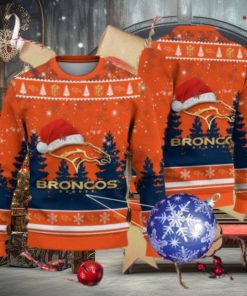 Denver Broncos Logo Golden Fans Santa Hat Tree Ugly Christmas Sweater