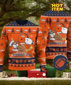 Denver Broncos Logos American Football Snoopy Dog Ugly Christmas Sweater Funny Christmas Gift For Sport Fans