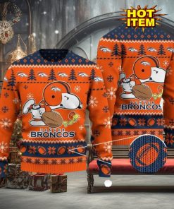 Denver Broncos Logos American Football Snoopy Dog Ugly Christmas Sweater Funny Christmas Gift For Sport Fans