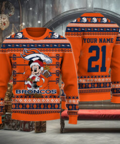 Denver Broncos Mickey Mouse Santa Ugly Christmas Sweater