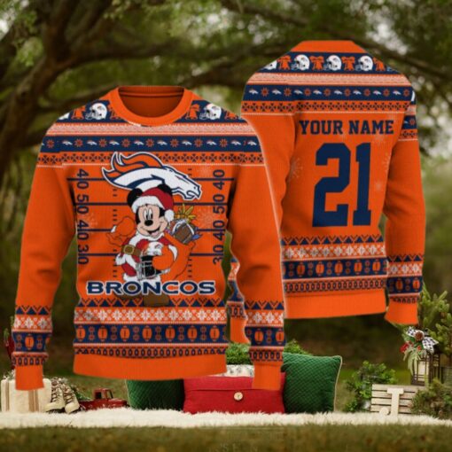 Denver Broncos Mickey Mouse Santa Ugly Christmas Sweater