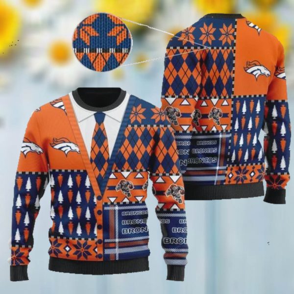 Denver Broncos NFL American Football Team Cardigan Style 3D Men And Women Ugly Sweater Shirt For Sport Lovers On Christmas Days