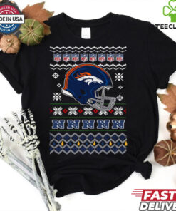 Denver Broncos NFL football Christmas helmet shirt