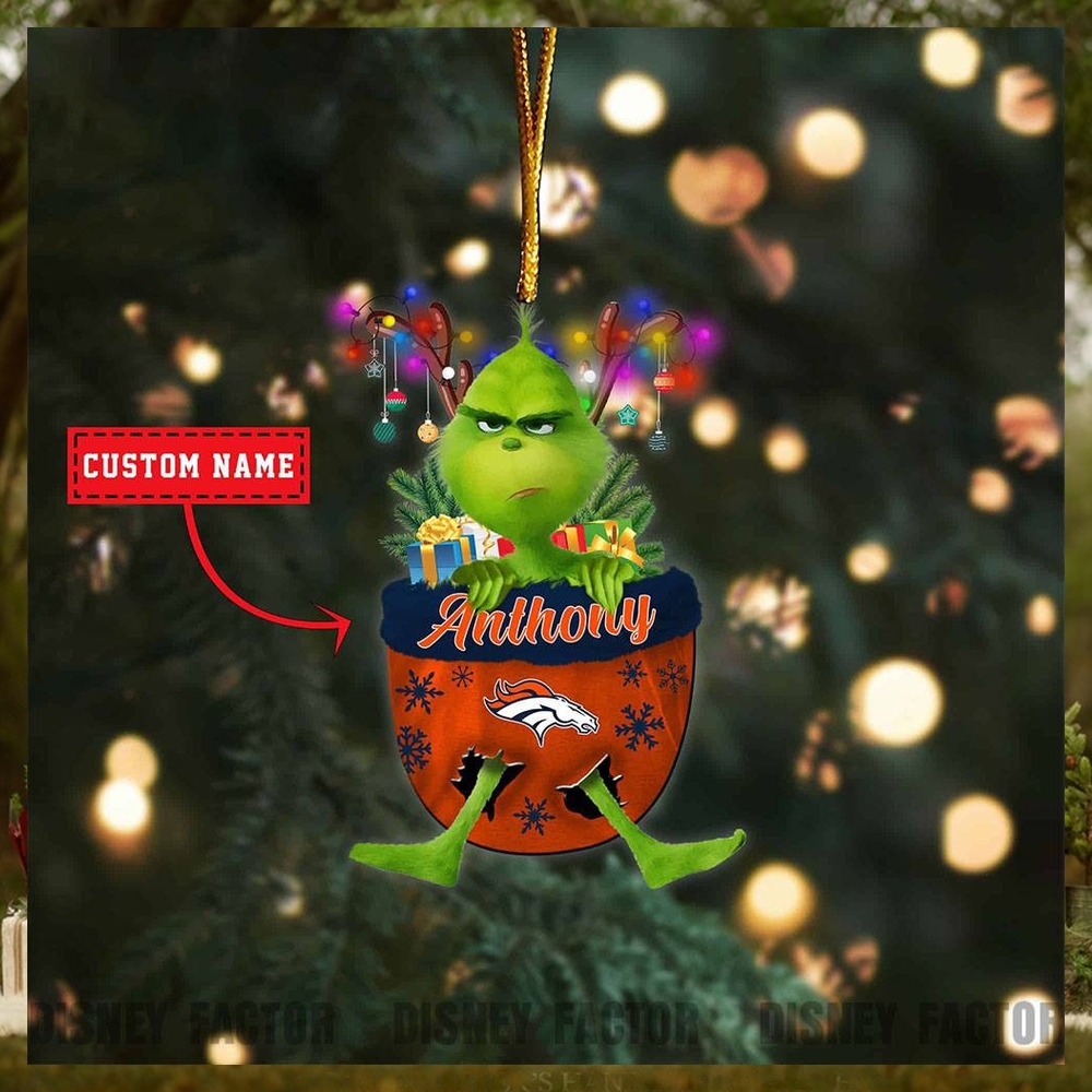 Denver Broncos Ornaments, Grinch Christmas Ornament, Nfl Football Christmas Denver Broncos Ornaments, Grinch Christmas Ornament, Nfl Football Christmas