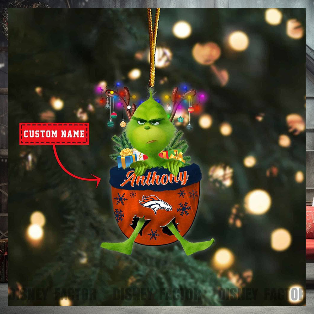 Denver Broncos Ornaments, Grinch Christmas Ornament, Nfl Football Christmas Denver Broncos Ornaments, Grinch Christmas Ornament, Nfl Football Christmas