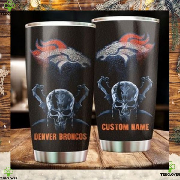 Denver Broncos Skull Custom Name Tumbler Personalized Football Dinkware Customized NFL Cups