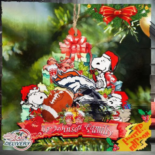 Denver Broncos Snoopy And NFL Sport Ornament Personalized Your Family Name