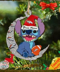 Denver Broncos Stitch Ornament NFL Christmas And Stitch With Moon Ornament