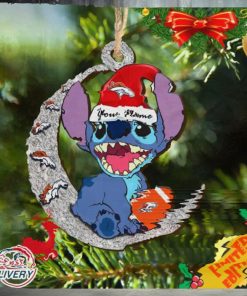 Denver Broncos Stitch Ornament NFL Christmas And Stitch With Moon Ornament