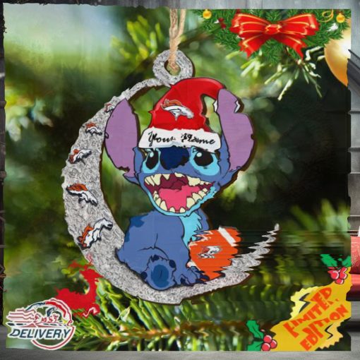 Denver Broncos Stitch Ornament NFL Christmas And Stitch With Moon Ornament