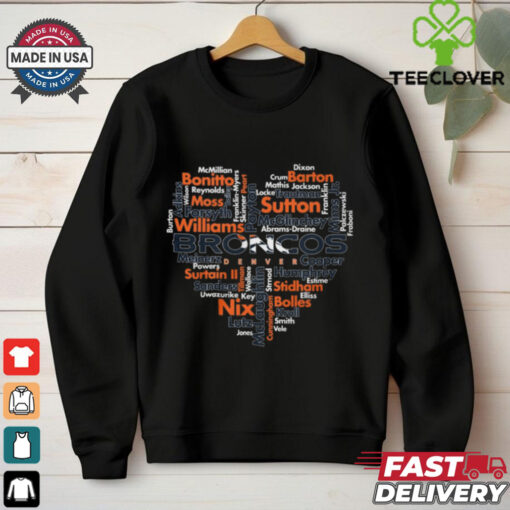 Denver Broncos Word Cloud Player Names T Shirt