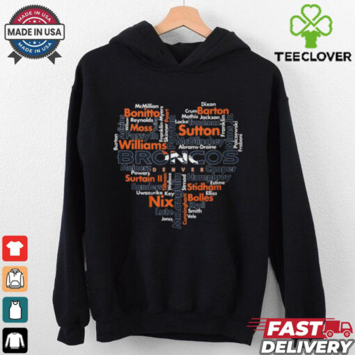Denver Broncos Word Cloud Player Names T Shirt