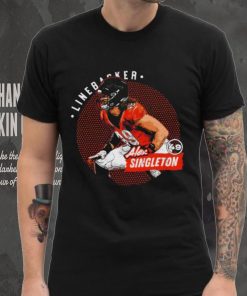 Denver Broncos football Alex Singleton 49 player linebacker action pose dots shirt 1 Denver Broncos football Alex Singleton 49 player linebacker action pose dots shirt