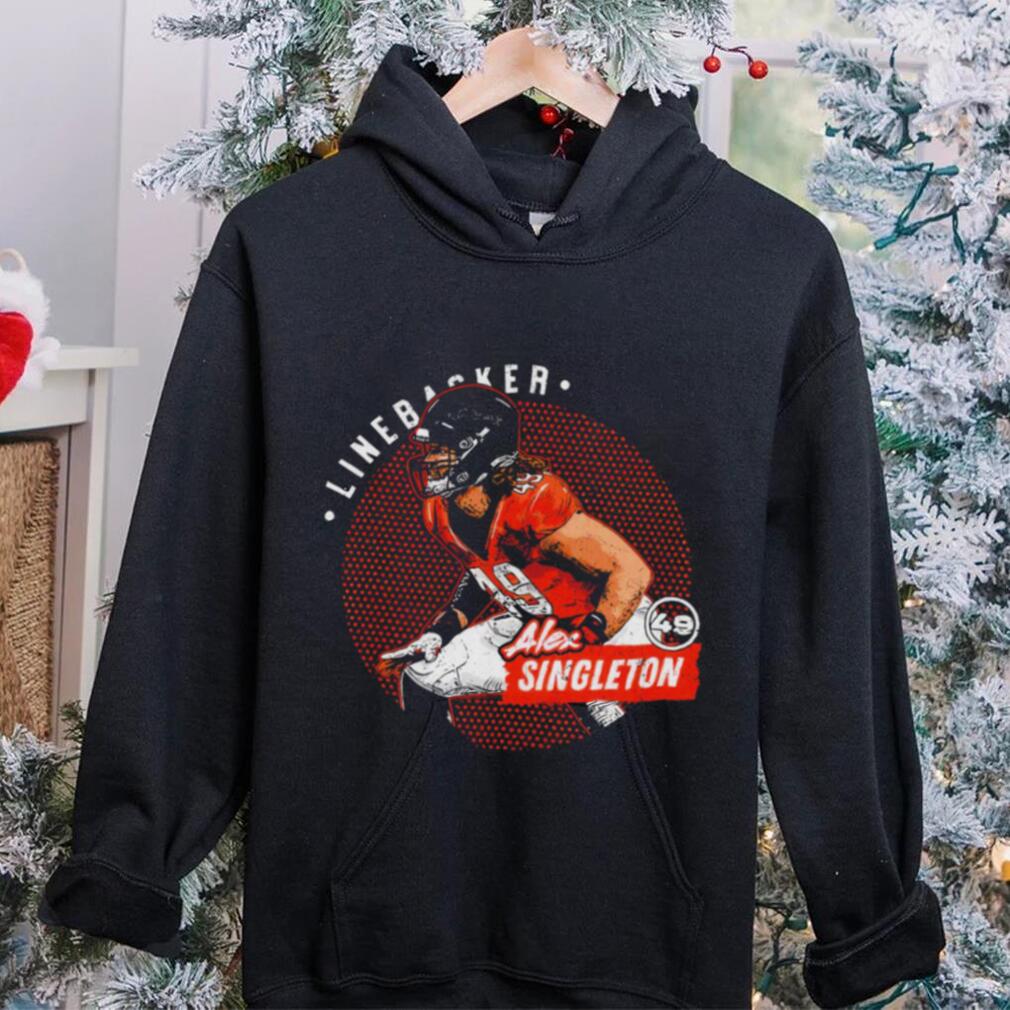 Denver Broncos football Alex Singleton 49 player linebacker action pose dots shirt Denver Broncos football Alex Singleton 49 player linebacker action pose dots shirt