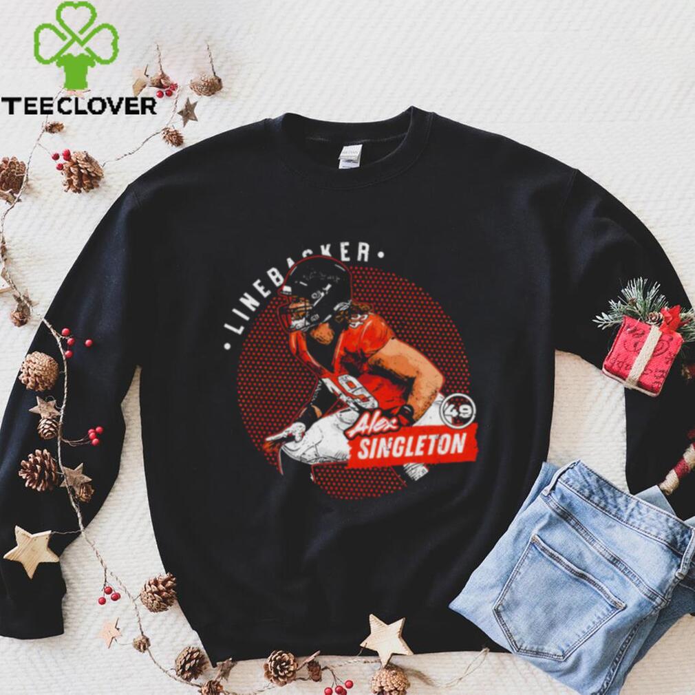 Denver Broncos football Alex Singleton 49 player linebacker action pose dots shirt Denver Broncos football Alex Singleton 49 player linebacker action pose dots shirt