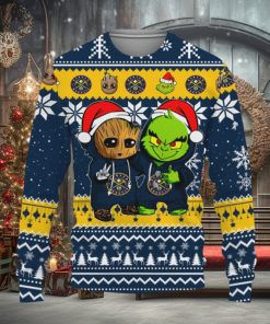 Denver Nuggets Baby Groot And Grinch Best Friends Football American Knitted Xmas 3D Sweater Gift Holidays