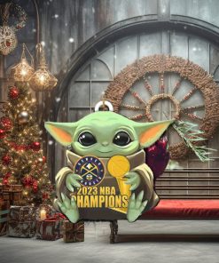 Denver Nuggets NBA Finals Champions 2023 Logo Tree Decorations Baby Yoda Hug Star Wars Ornament