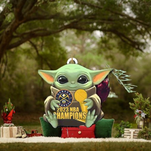 Denver Nuggets NBA Finals Champions 2023 Logo Tree Decorations Baby Yoda Hug Star Wars Ornament